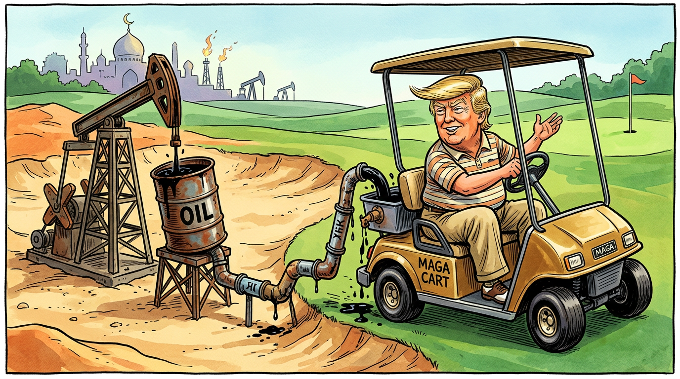 TRUMP DEMANDS IRAN'S OIL BE USED TO LUBE HIS GOLF CART