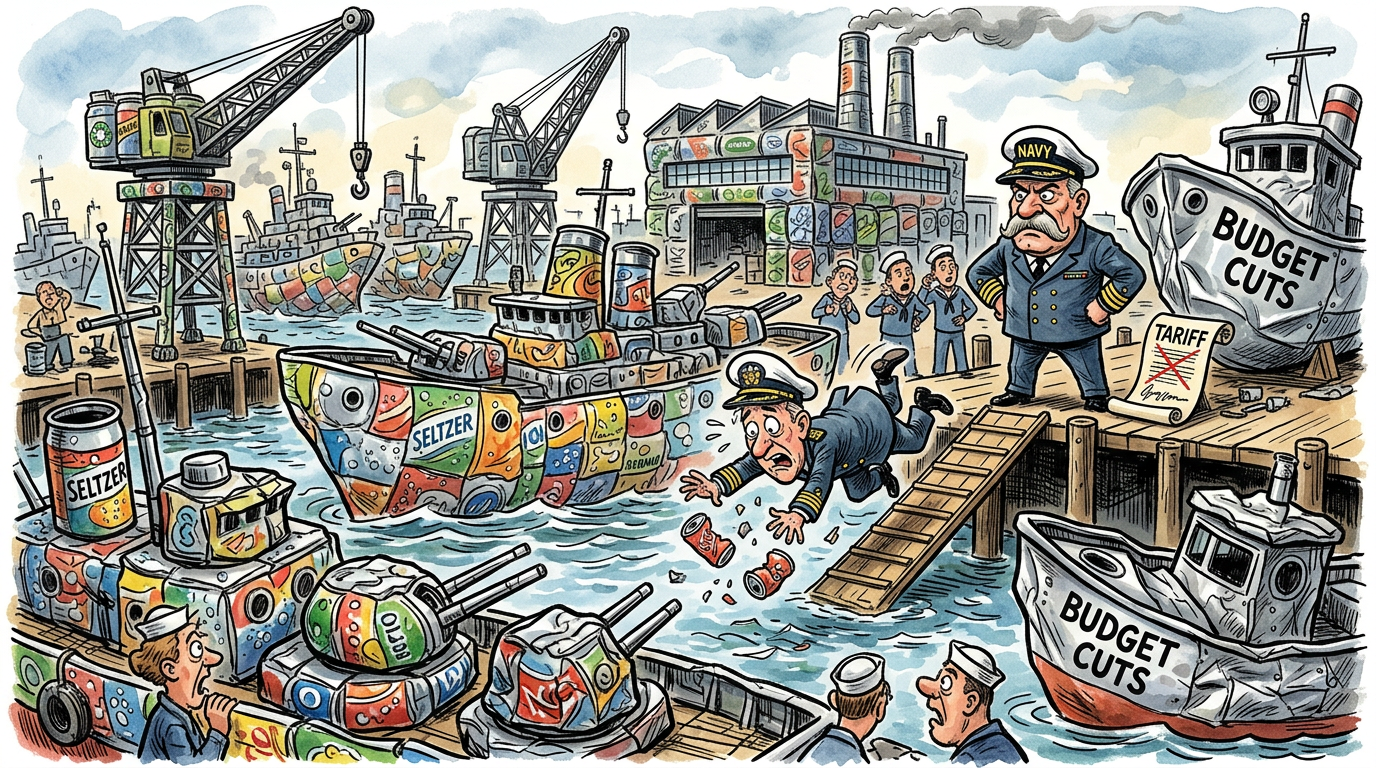 NAVY SECRETARY OUSTED AFTER SUGGESTING WARSHIPS SHOULD BE MADE OF RECYCLED SELTZER CANS TO SAVE ON TARIFFS