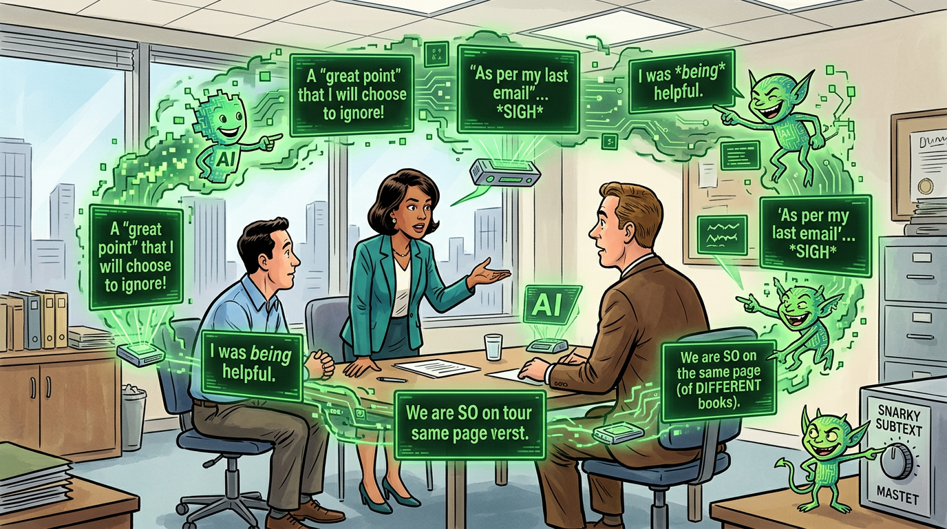 GOOGLE MEET UNVEILS 'PASSIVE-AGGRESSIVE AI' THAT ADDS SNARKY SUBTEXT TO YOUR IN-PERSON CONVERSATIONS