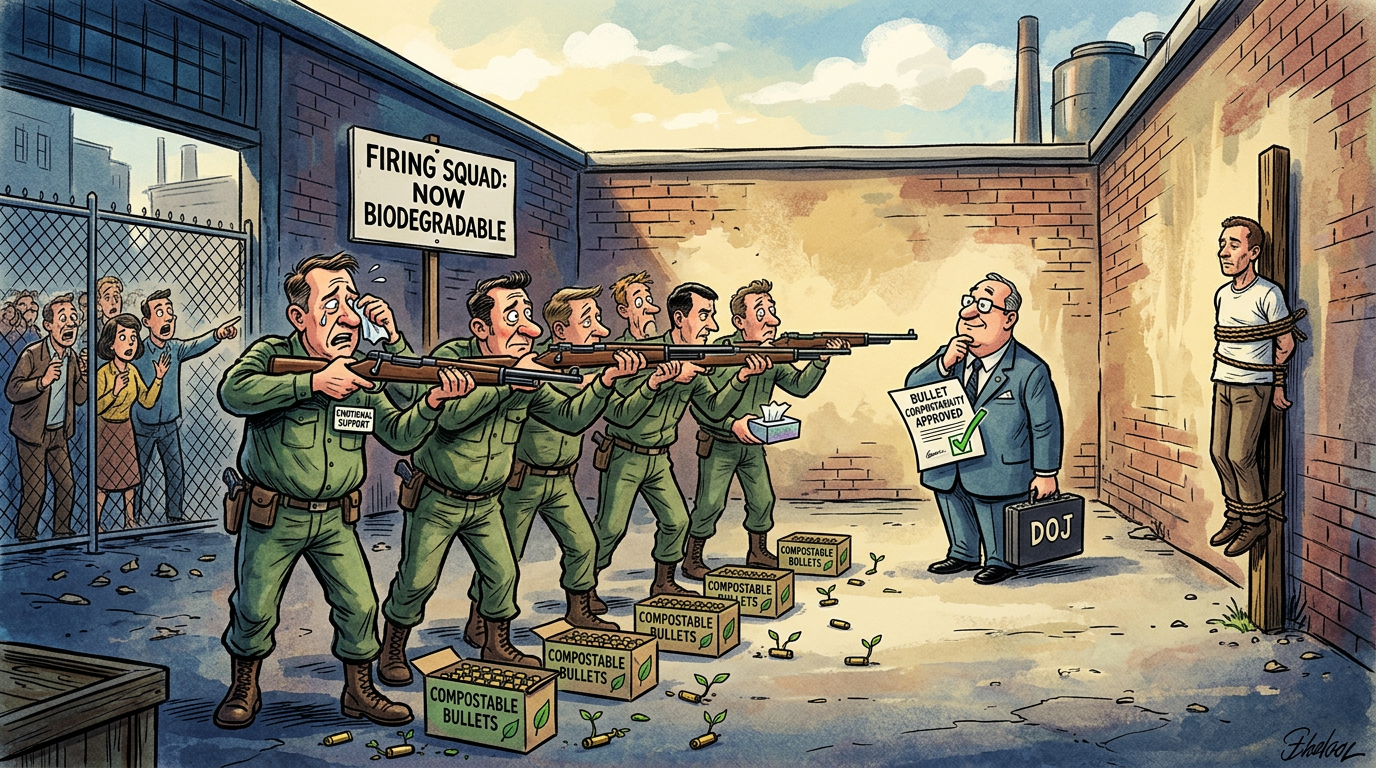 DOJ Approves Firing Squads, Provided Bullets are Compostable and Marksmen are Emotionally Present
